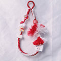 （L022)Phone Strap Red and White Crafted by Hand