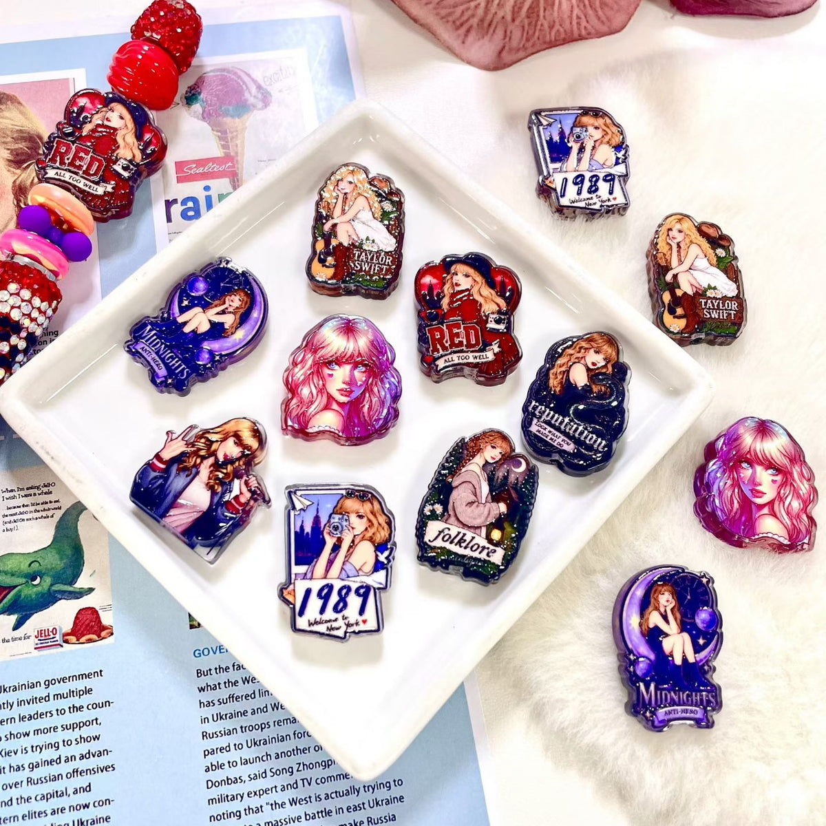(L062) Acrylic Cartoon Singer Through-hole Beading Supplies Beads