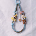（L025)Phone Strap Blue and Brown Crafted by Hand