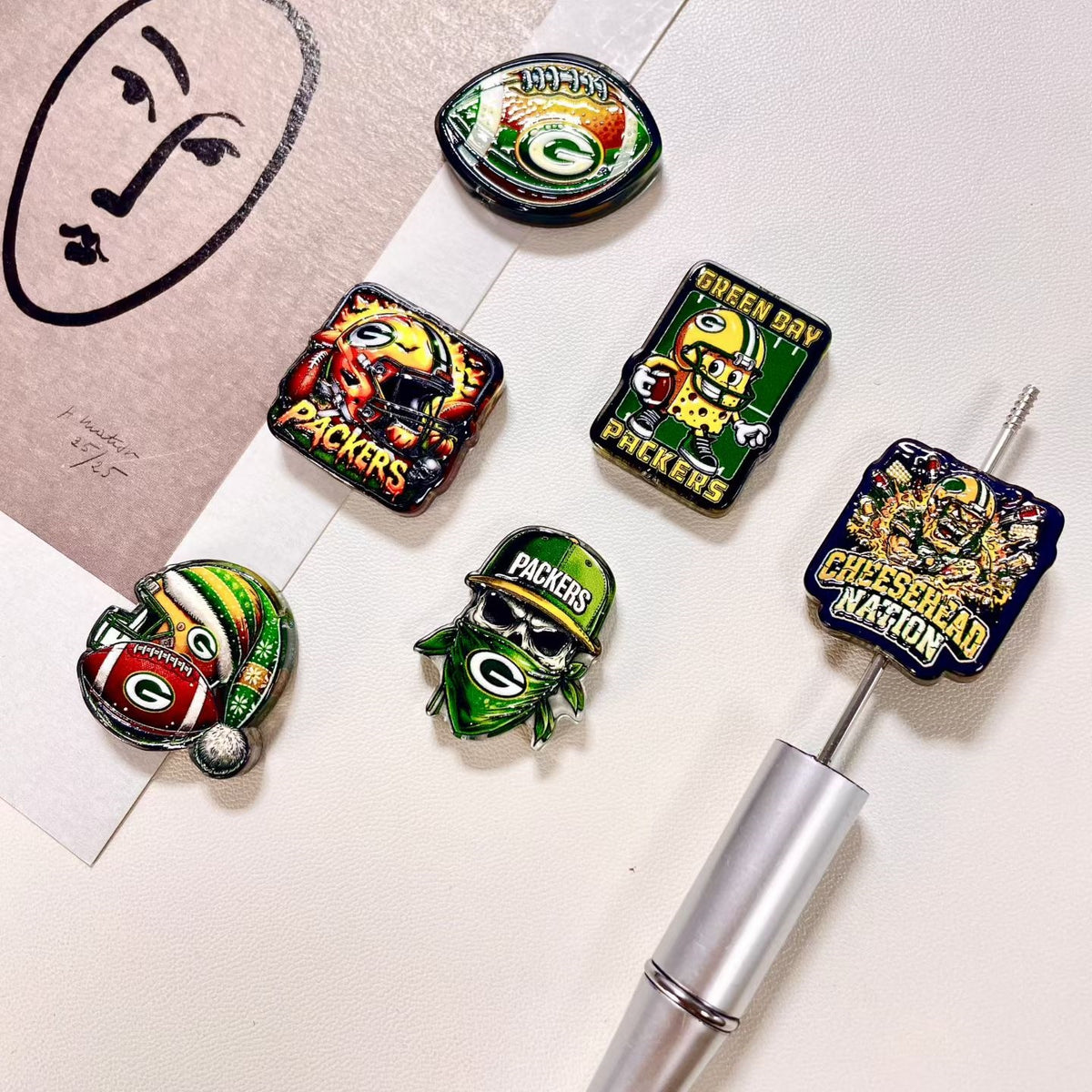 (L057) Acrylic Cartoon Football Team Through-hole Beading Supplies Beads