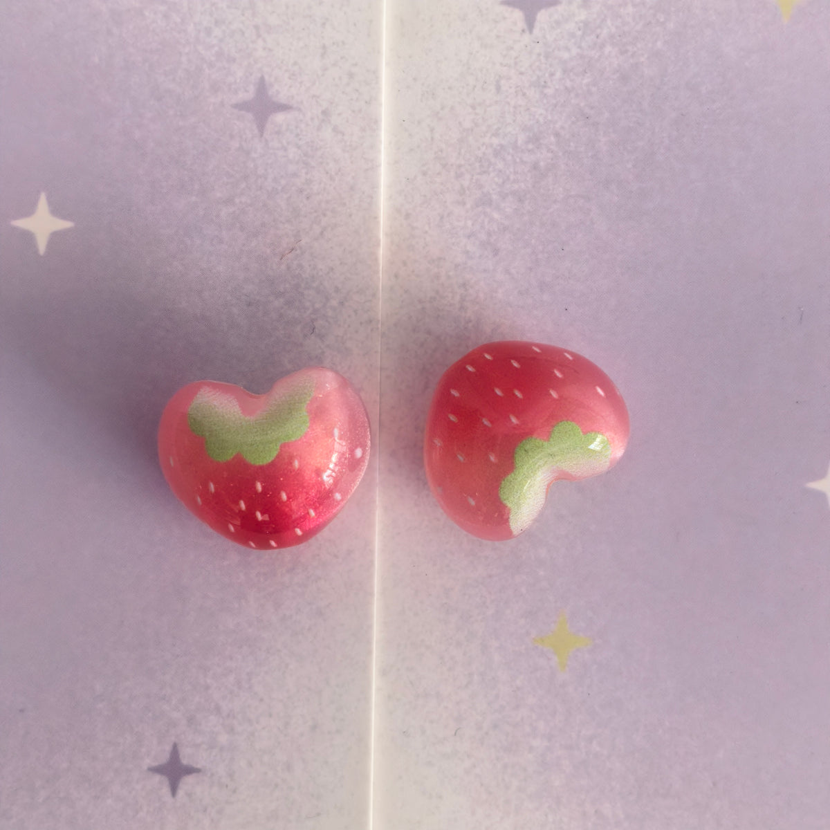 (L063) Resin Beads Strawberries Hearts Big Hole DIY Accessories
