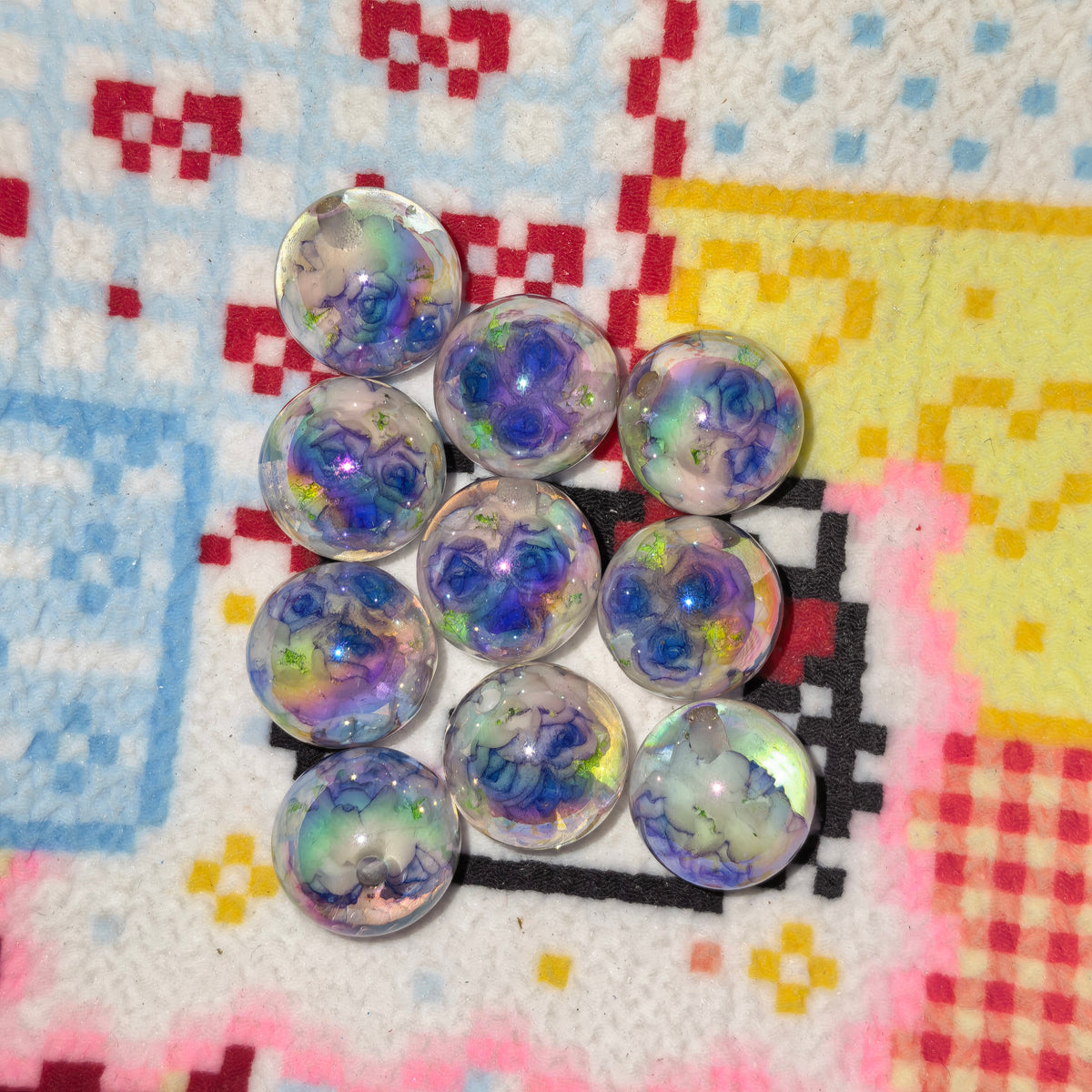 (L070) Resin Beads with Flowers 16mm String Pen DIY Accessories Ornament
