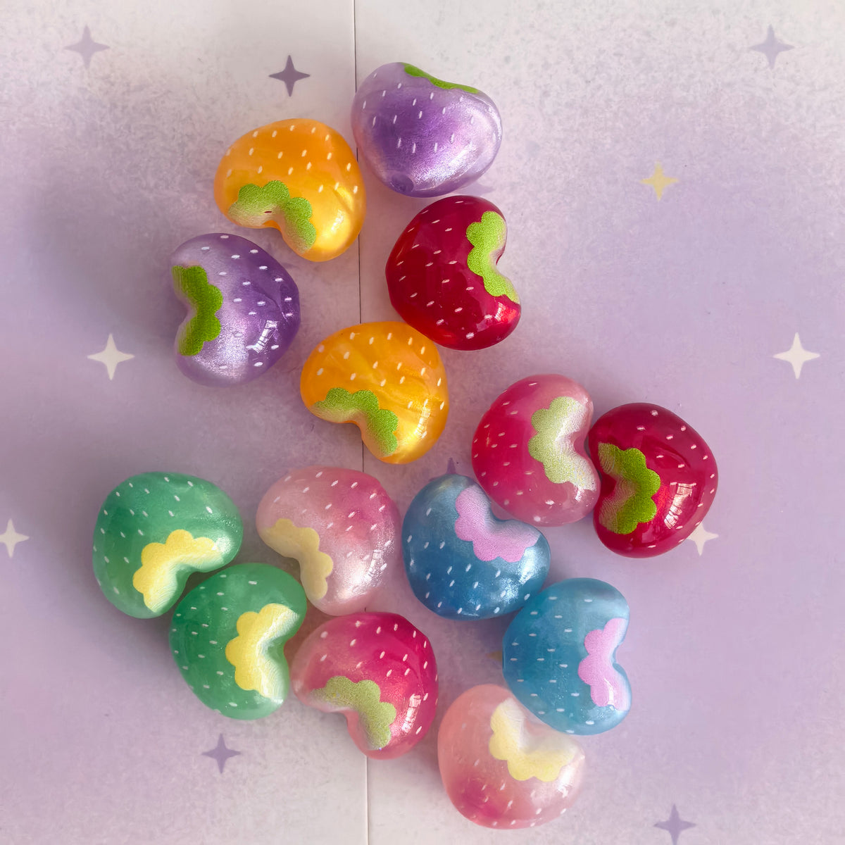 (L063) Resin Beads Strawberries Hearts Big Hole DIY Accessories