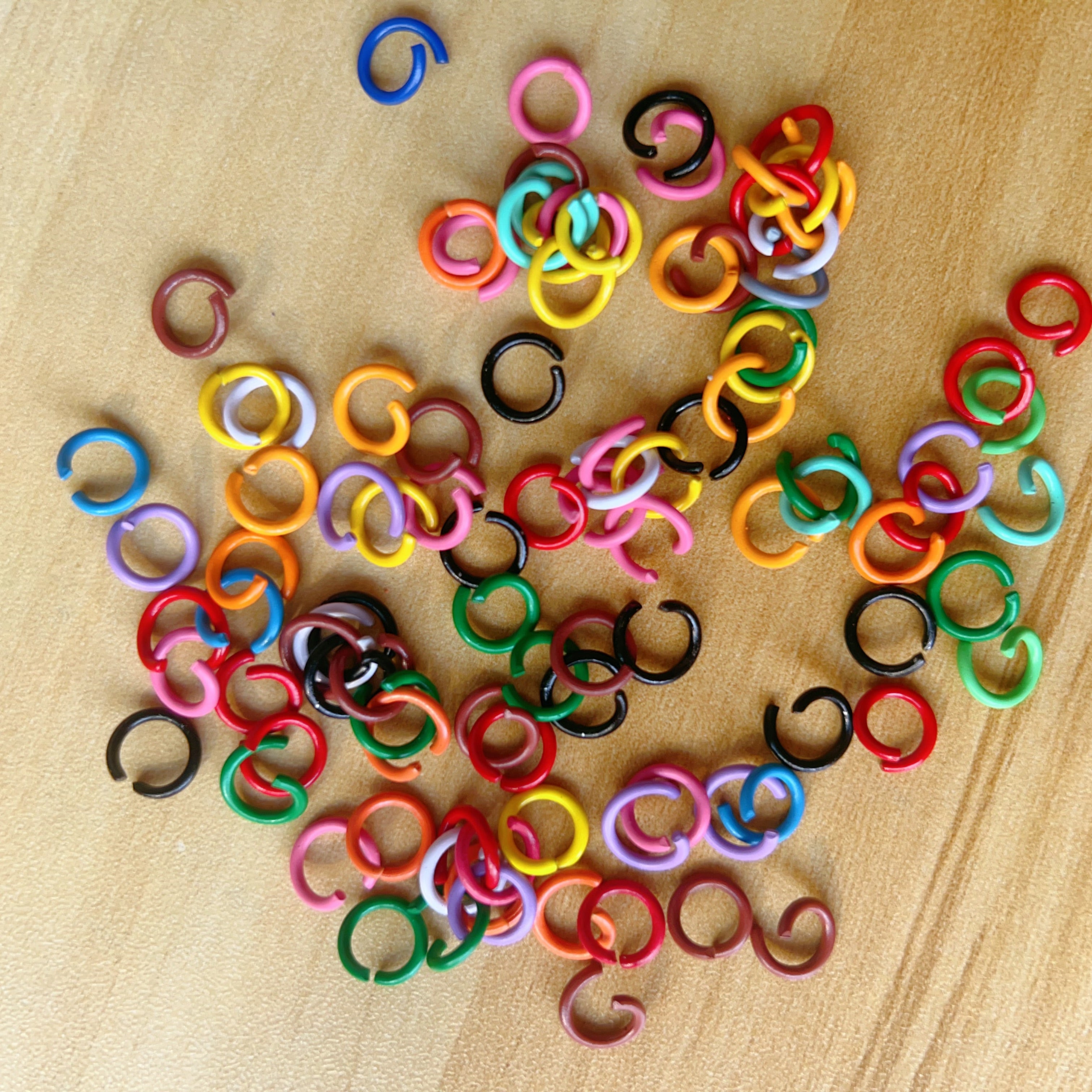8mm Enamel-Colored Metal C-rings & Open Jump Rings, DIY Jewelry Accessories