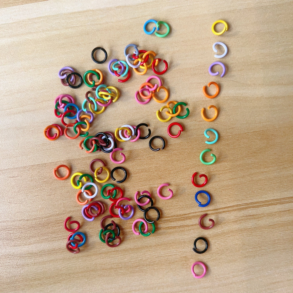8mm Enamel-Colored Metal C-rings & Open Jump Rings, DIY Jewelry Accessories