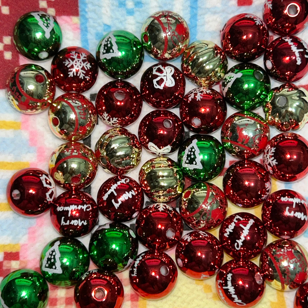(L076) Acrylic Beads 16mm Christmas Beads DIY Accessories Ornament