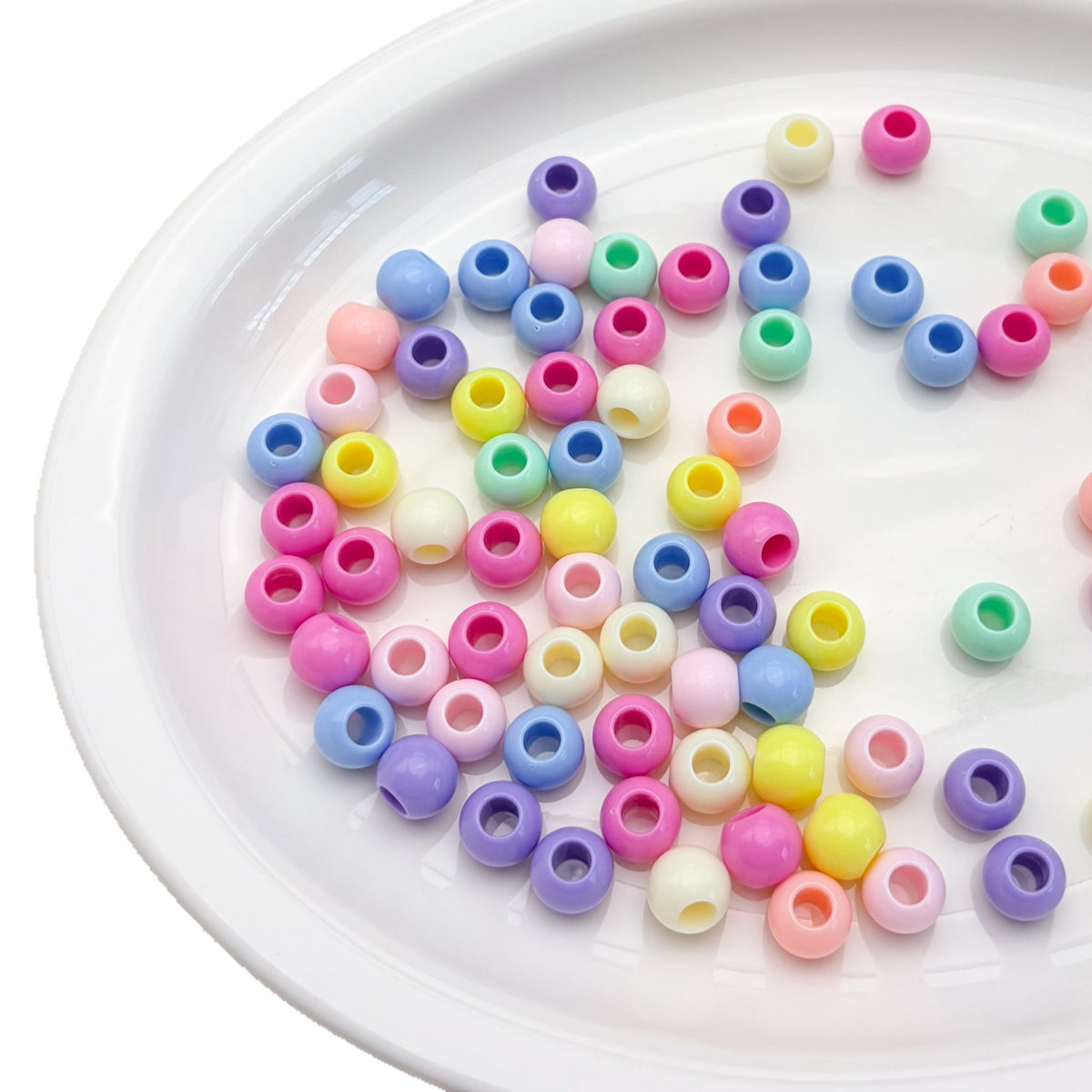 (L049) 6mm–10mm Acrylic Beads Big Hole DIY Jewelry Supplies Phone Strap Supplies Keychains