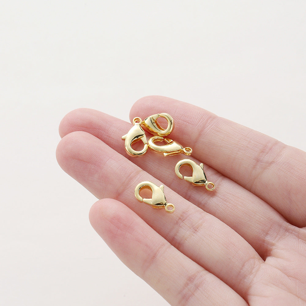 Lobster Clasp Handmade DIY Bracelets Necklaces Jewelry Accessories 18K Pure Copper Plating Color-Retaining Real Gold Spring Clasp Small Clasps