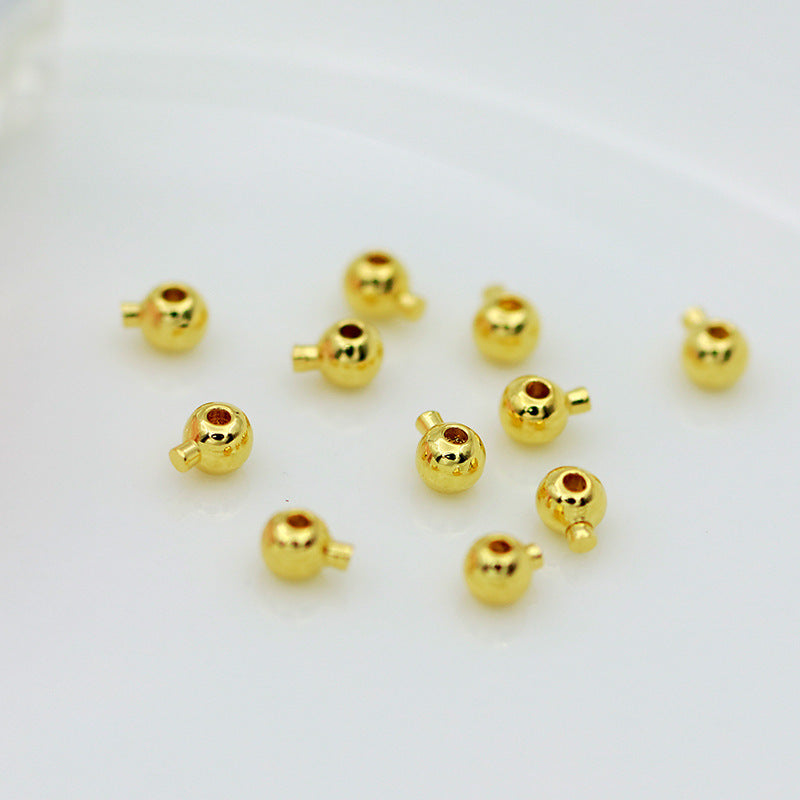 18K Brass Gold-Plated Circular Crimp Beads for Jewelry Making Ball Column Stoppers Crimp Charms for Bracelet and Necklace Ends and Accessories(A02)
