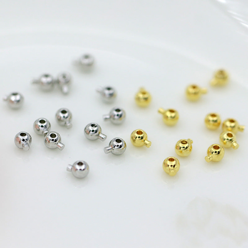 18K Brass Gold-Plated Circular Crimp Beads for Jewelry Making Ball Column Stoppers Crimp Charms for Bracelet and Necklace Ends and Accessories(A02)