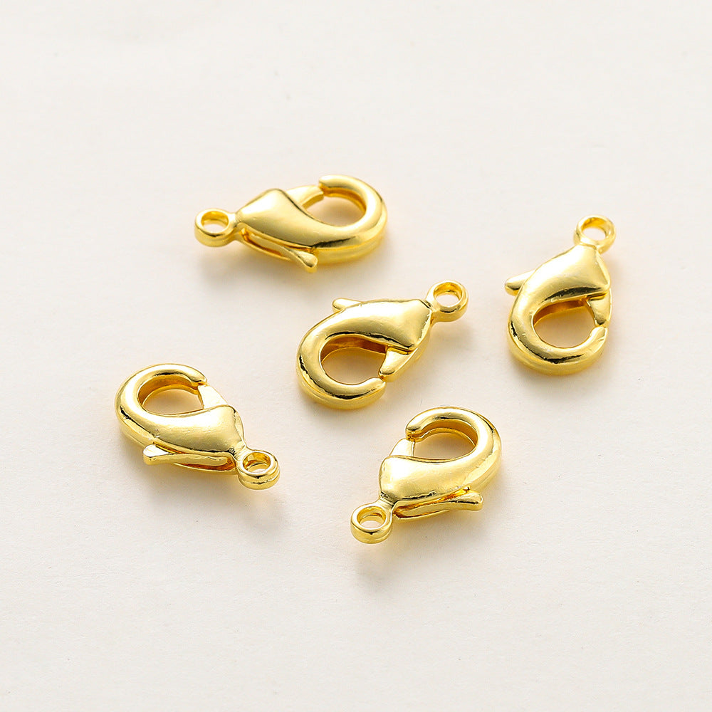 Lobster Clasp Handmade DIY Bracelets Necklaces Jewelry Accessories 18K Pure Copper Plating Color-Retaining Real Gold Spring Clasp Small Clasps