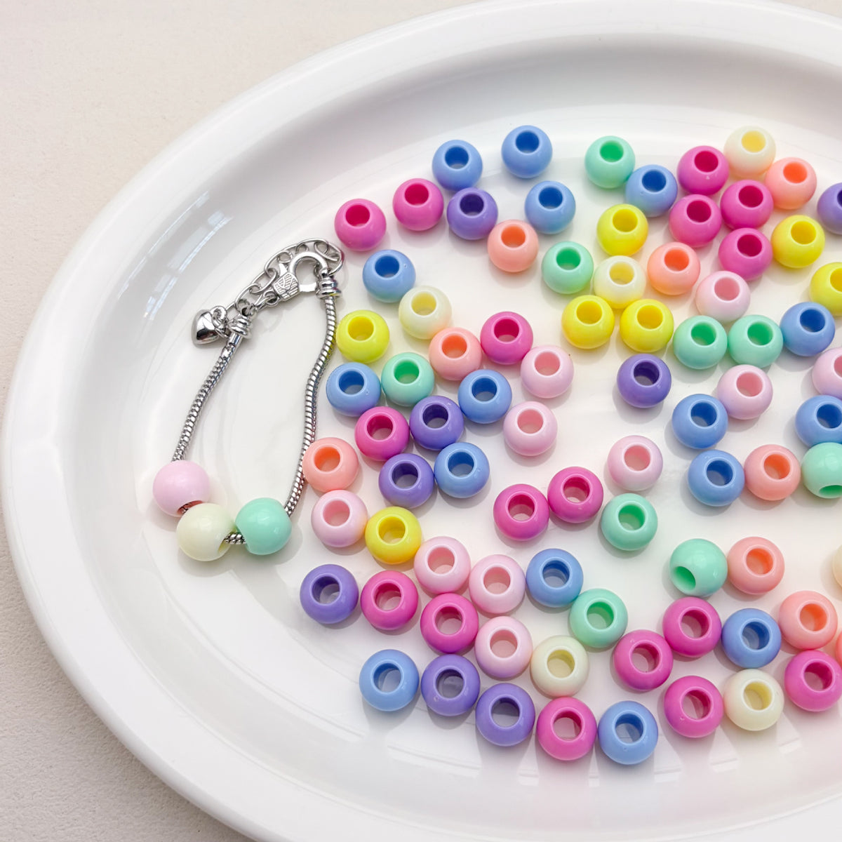 (L049) 6mm–10mm Acrylic Beads Big Hole DIY Jewelry Supplies Phone Strap Supplies Keychains